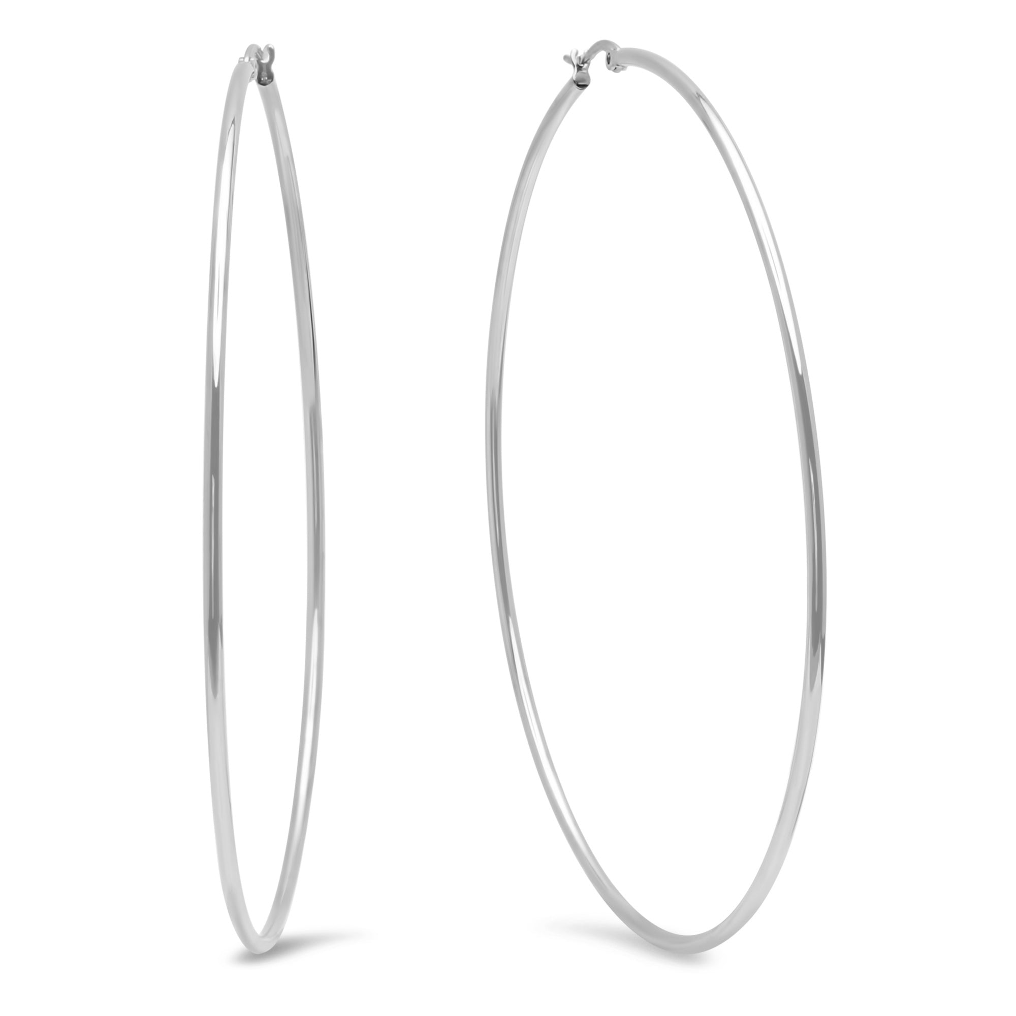 Silver Oval Square Edge Hoop Earring