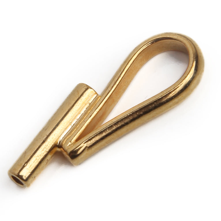 One gold vertical pin to pendant converter on a white background.