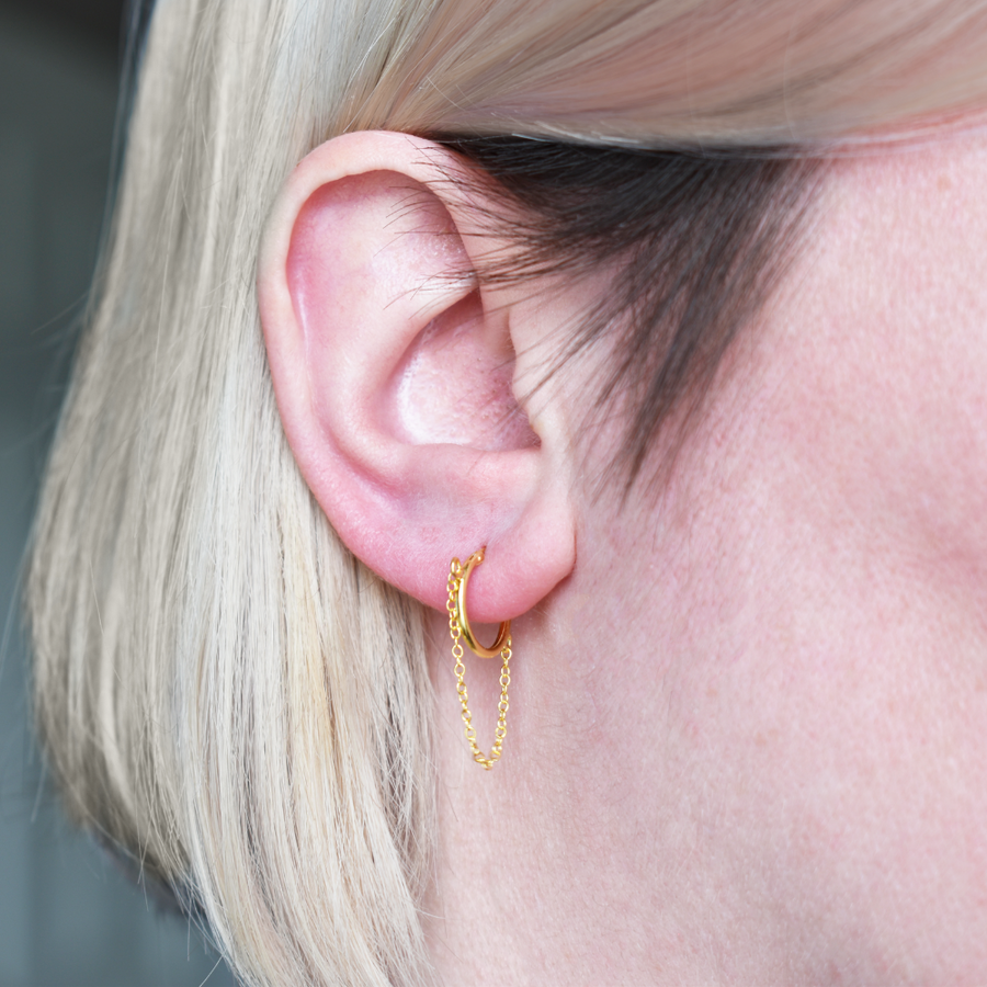 Gold 12mm Endless Hoops with Chain
