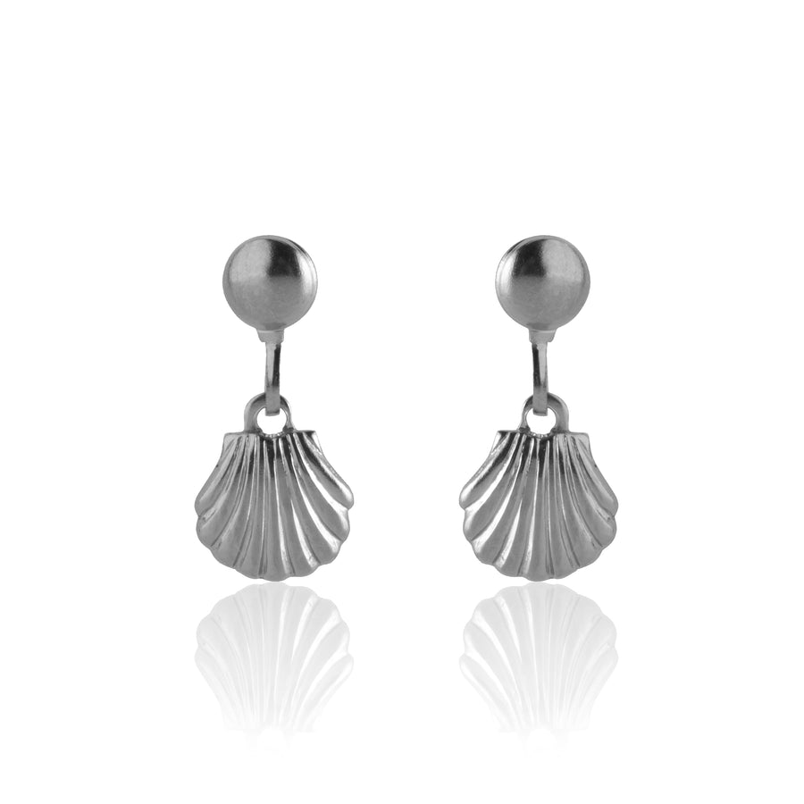 Silver Seashell Drop Earrings