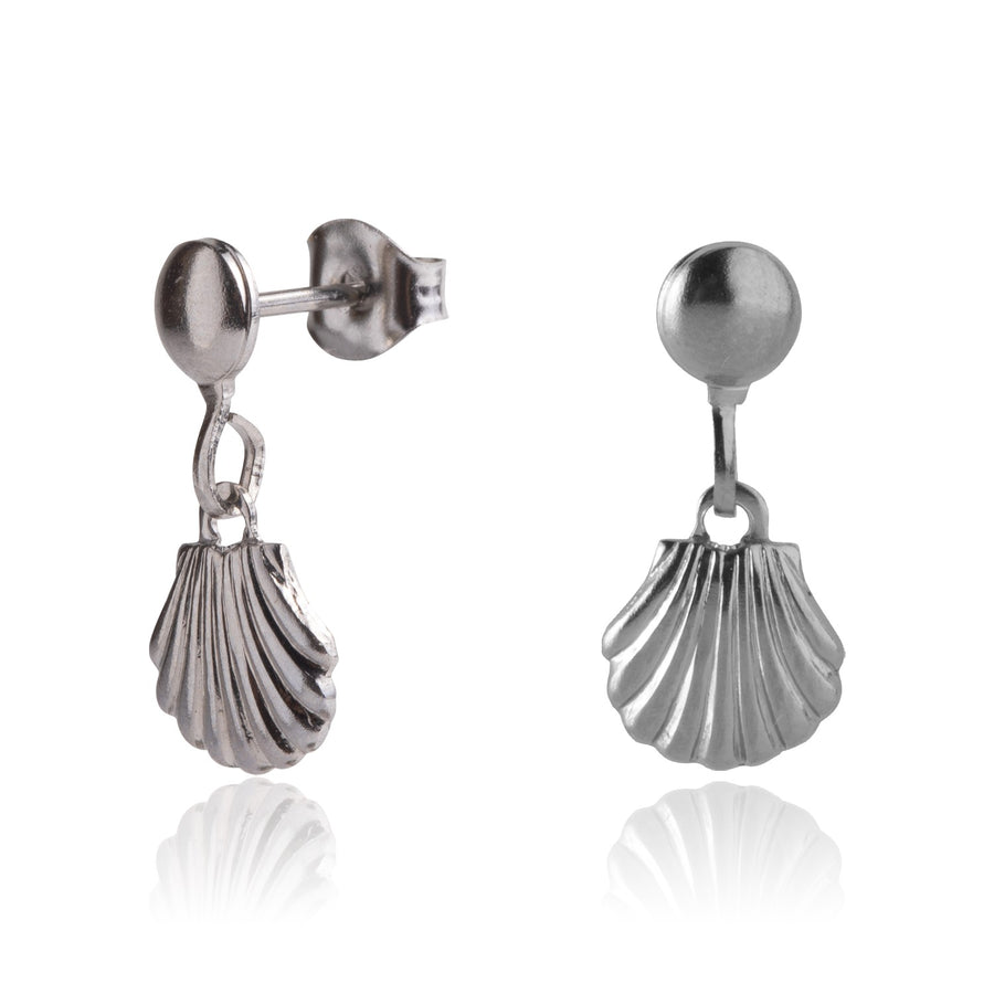 Silver Seashell Drop Earrings