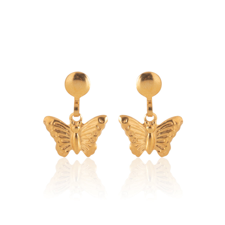 Gold Butterfly Drop Earrings