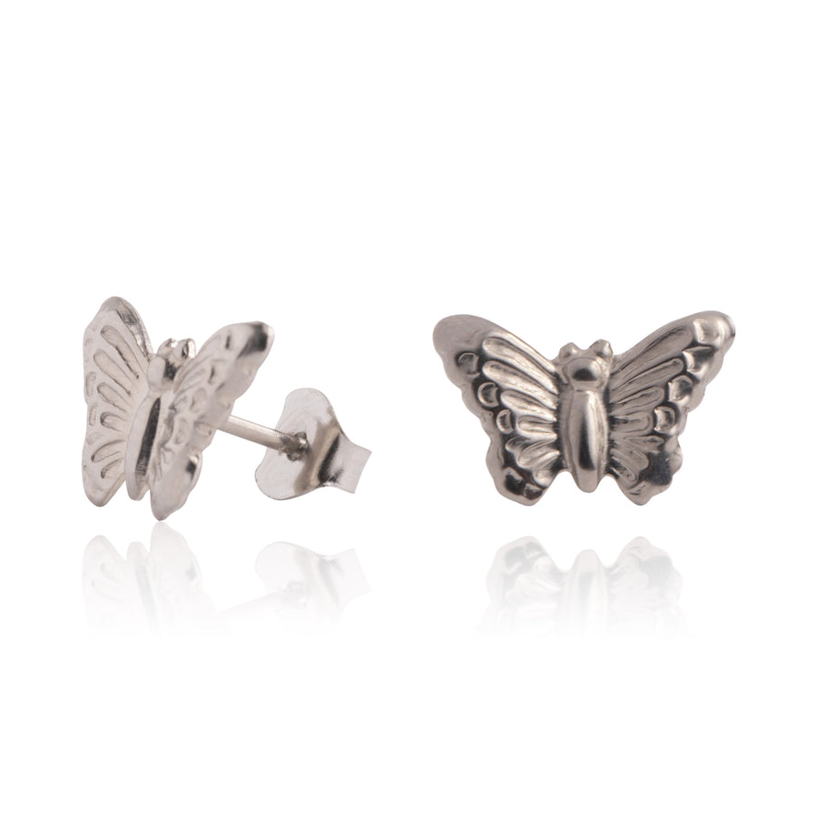 Silver Butterfly Stud Earrings