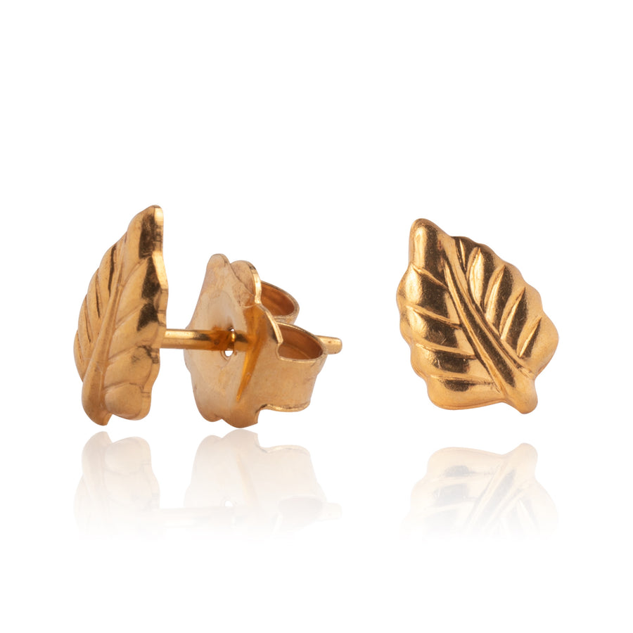 Wholesale | Gold Elm Leaf Stud Earrings