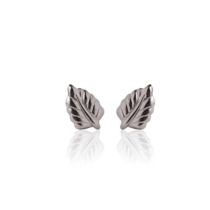 Silver Elm Leaf Stud Earrings