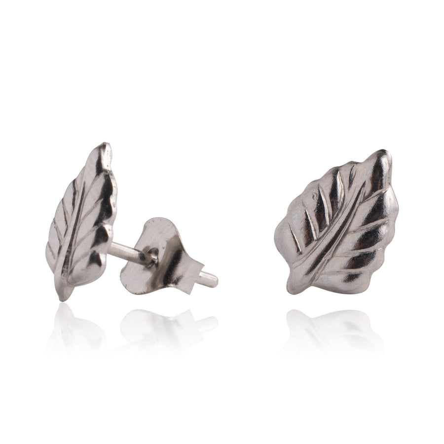 Wholesale | Silver Elm Leaf Stud Earrings