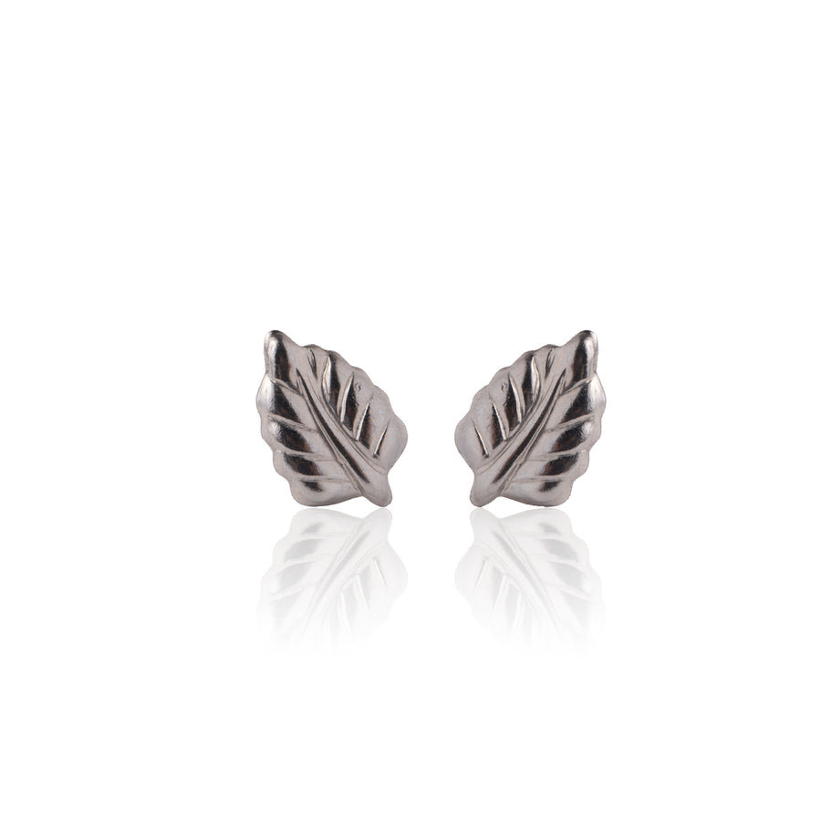 Wholesale | Silver Elm Leaf Stud Earrings