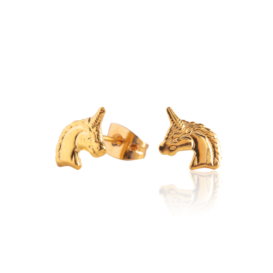 Gold Unicorn Stud Earrings