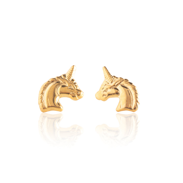 Gold Unicorn Stud Earrings
