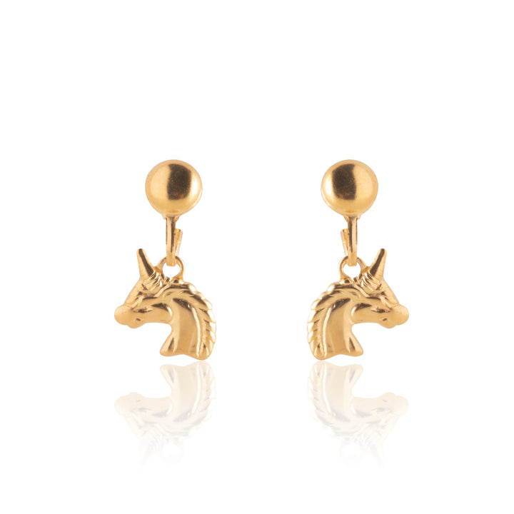 Gold Unicorn Drop Earrings
