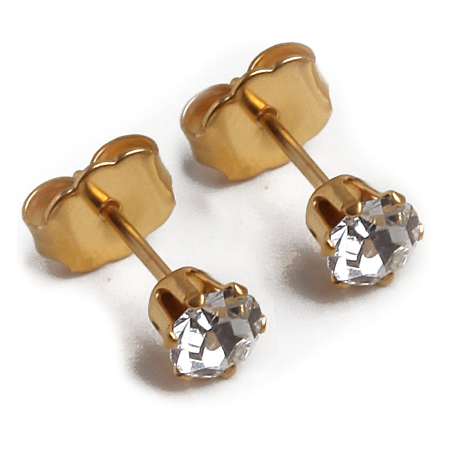 Cubic Zirconia Birthstone Earrings 2 Pairs - April