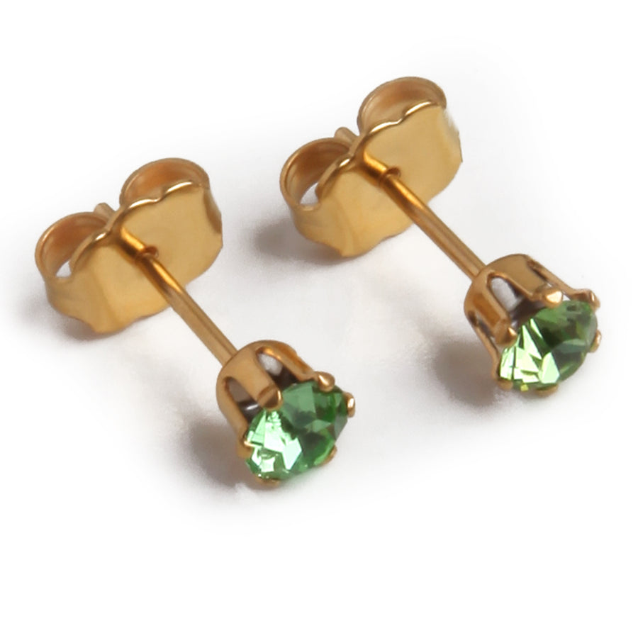 Cubic Zirconia Birthstone Earrings 2 Pairs in Gold - August