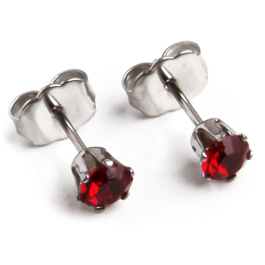 Wholesale | 4mm Cubic Zirconia Birthstone Earrings in Silver | July
