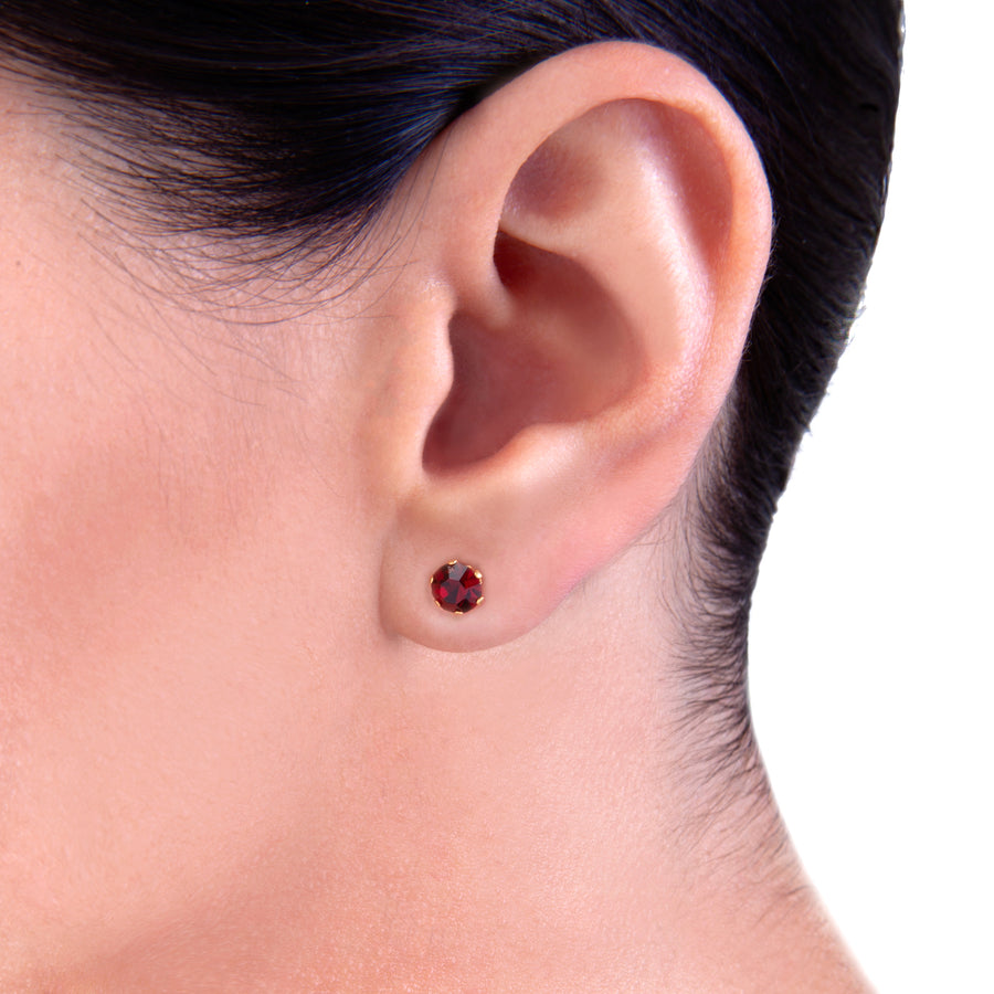 Cubic Zirconia Birthstone Earrings | 4mm Round | 22k Gold Plated Stainless Steel Posts | 1 Pair