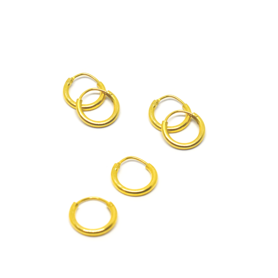 Gold 10mm Mini Huggie Hoops 3 Pairs