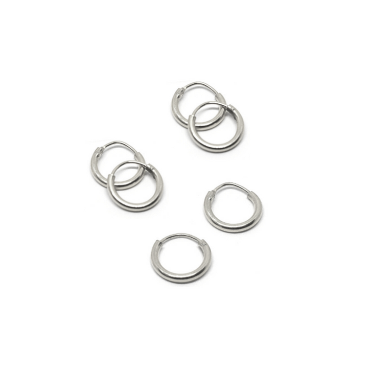 Silver 10mm Mini Huggie Hoops 3 Pairs