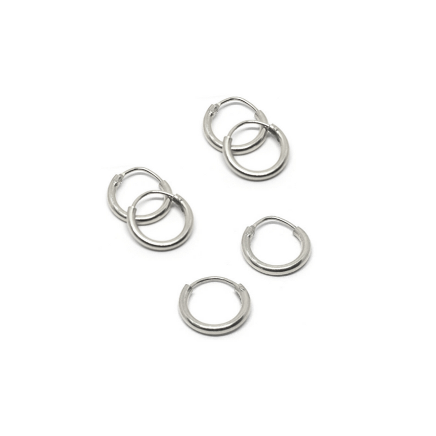 Silver 10mm Mini Huggie Hoops 3 Pairs