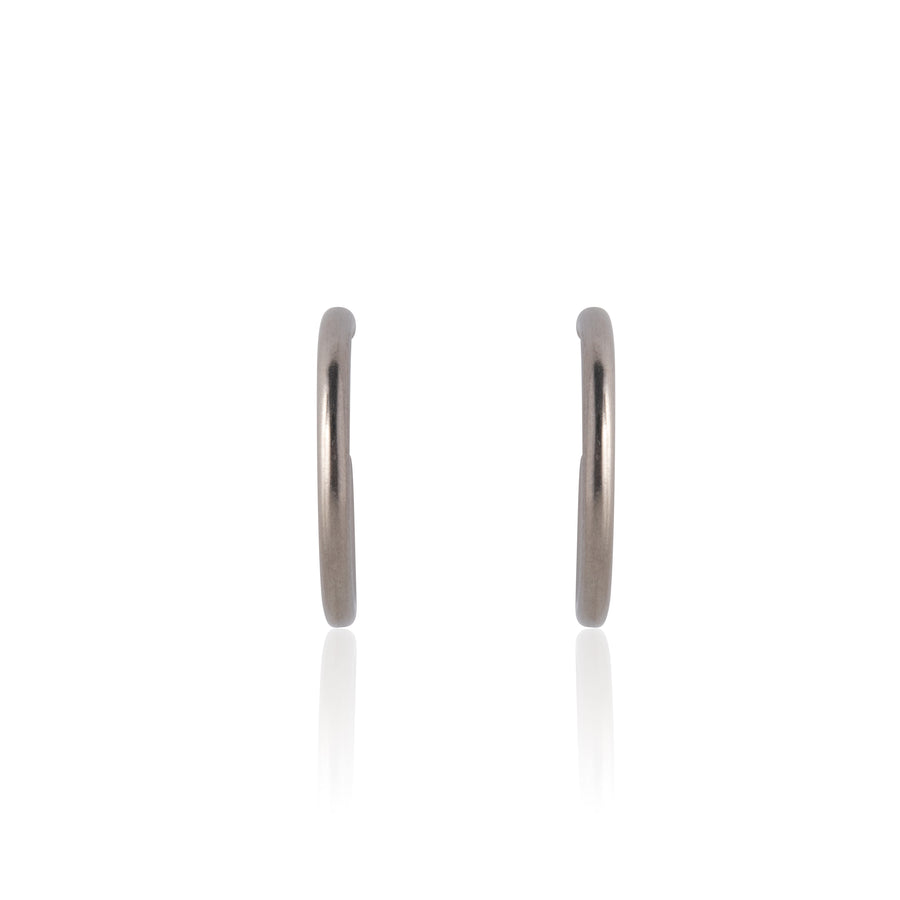 Silver 14mm Thin Hoop Earrings
