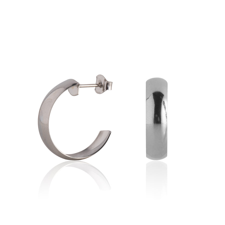 Silver 20mm Wedding Band Hoop Earrings