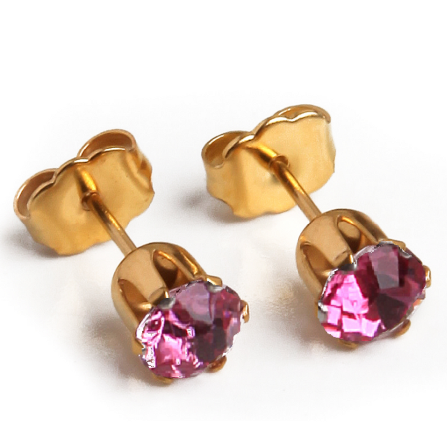 Wholesale | 5mm Cubic Zirconia Birthstone Earrings in Gold | October