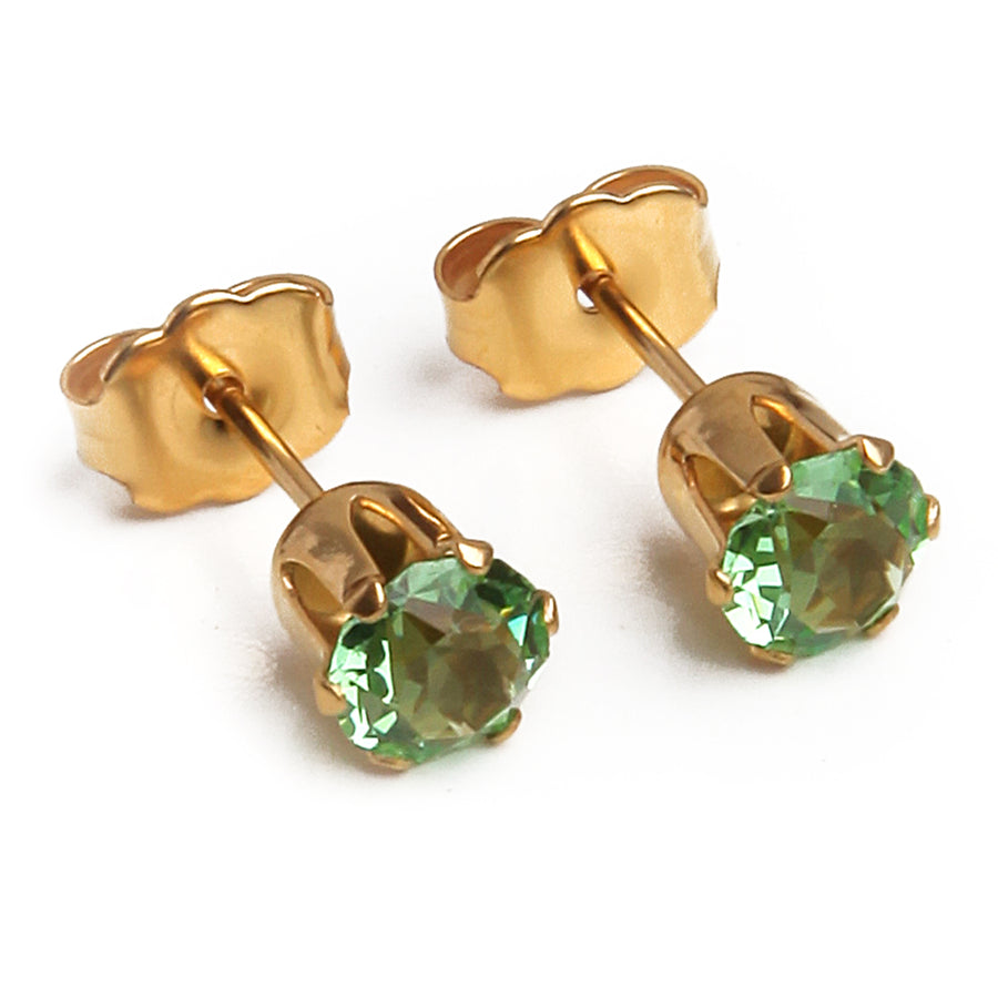 Wholesale | 5mm Cubic Zirconia Birthstone Earrings in Gold | August