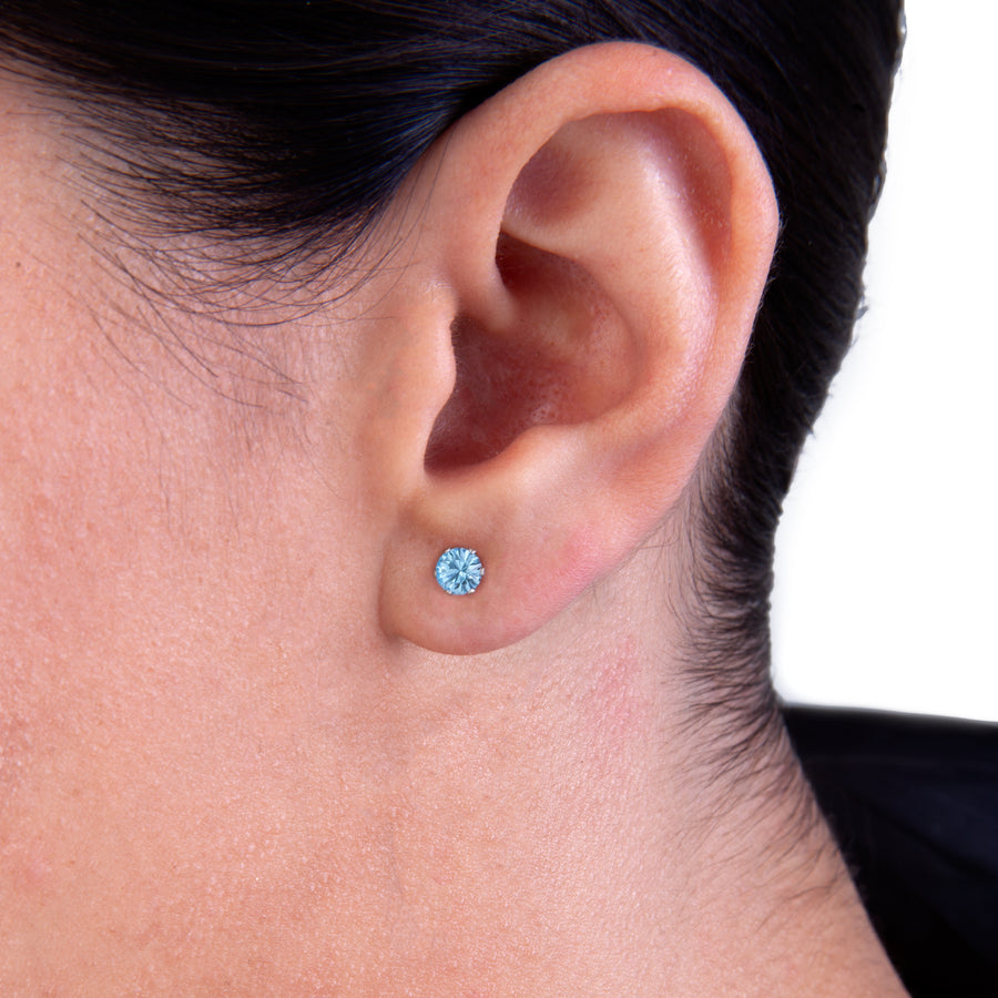 Cubic Zirconia Birthstone Earrings | 4mm Round | 22k Gold Plated Stainless Steel Posts | 1 Pair