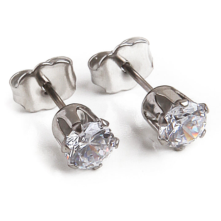 5mm Clear Cubic Zirconia Earrings in Silver