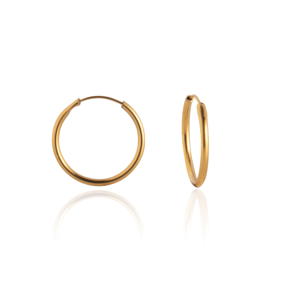 Gold 14mm Endless Sleeper Hoop Earrings