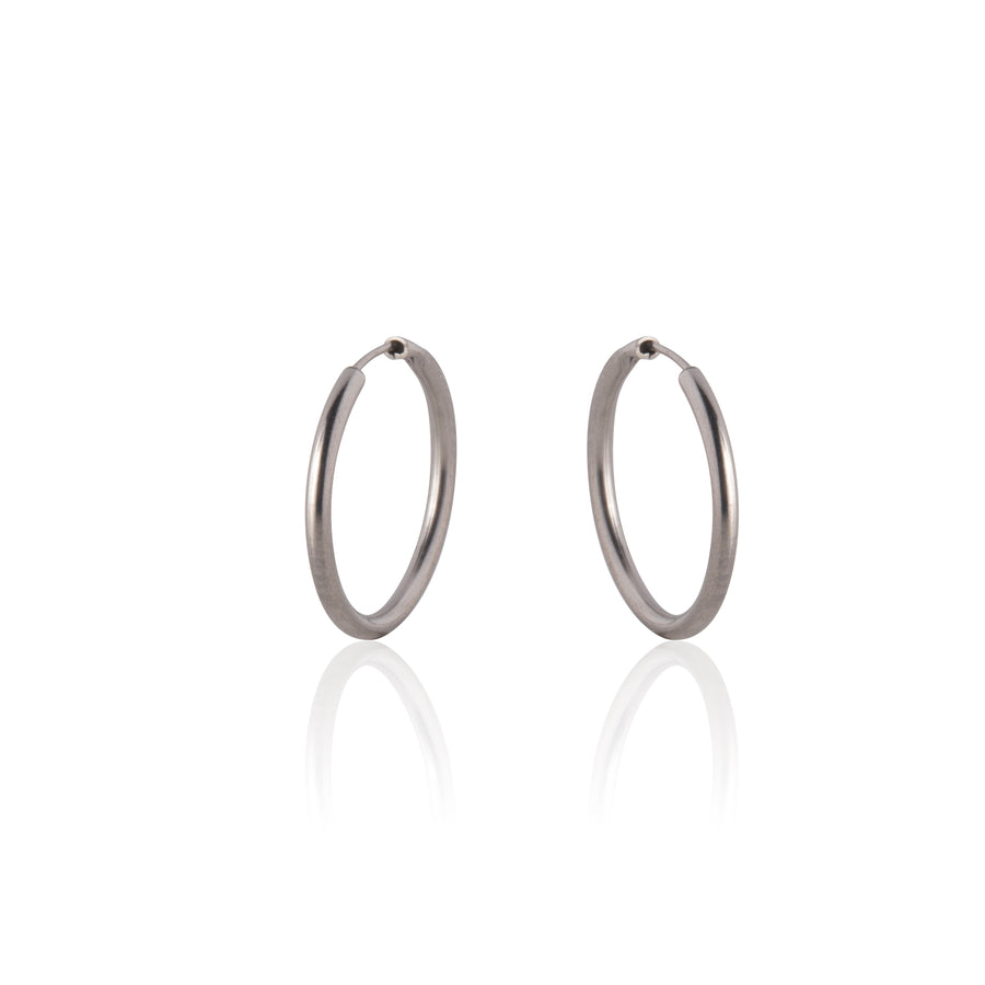 Silver 14mm Endless Sleeper Hoop Earrings