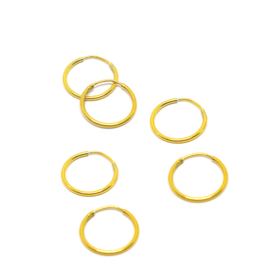 Gold 12mm Mini Huggie Hoops 3 Pairs