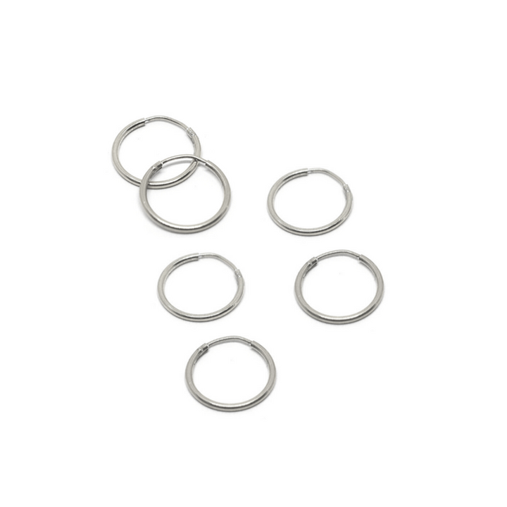 Silver 12mm Mini Huggie Hoops 3 Pairs