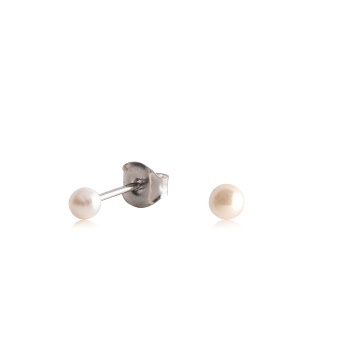 3mm Small Faux Pearl Earrings with Silver Posts