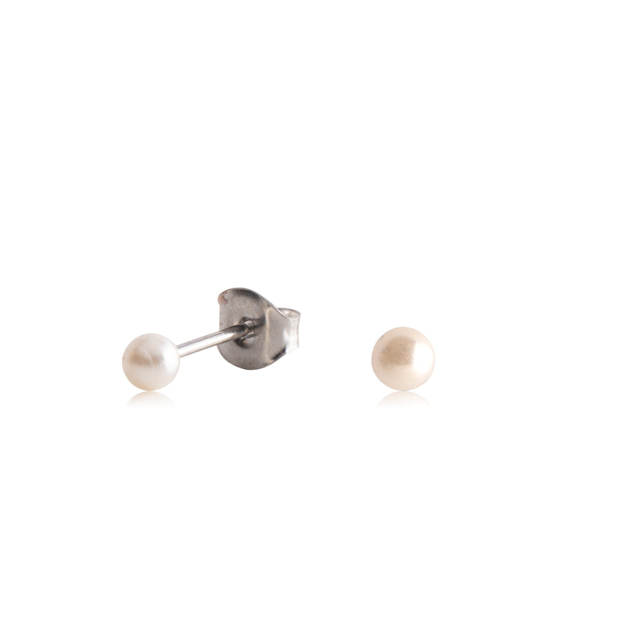 Wholesale | 3mm Round Faux Pearl Earrings with Silver Posts