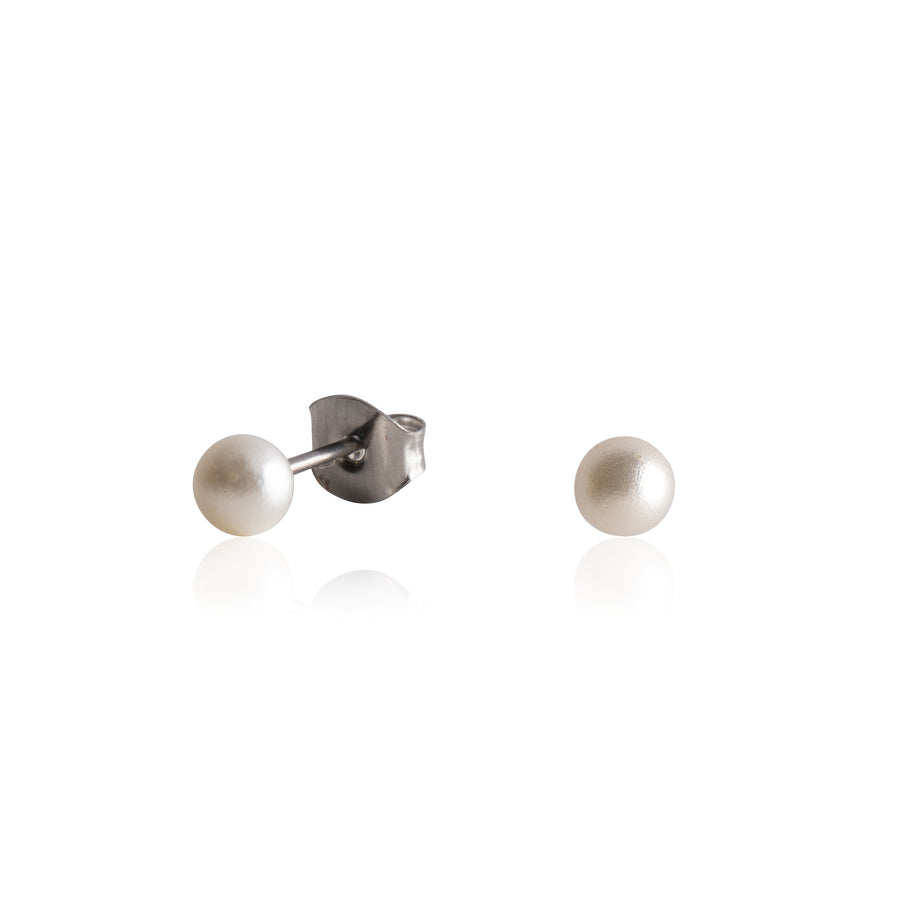 4mm Small Faux Pearl Earrings with Silver Posts