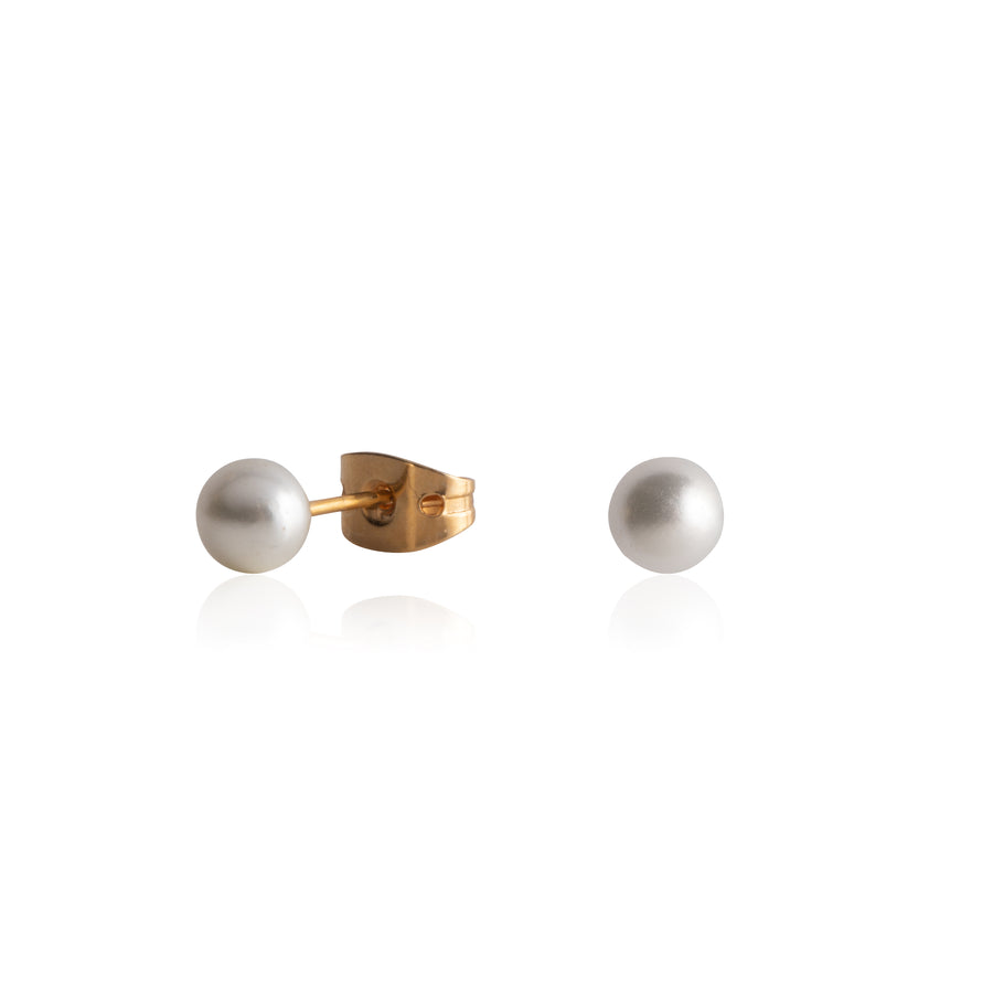 5mm Medium Faux Pearl Earrings with Gold Post