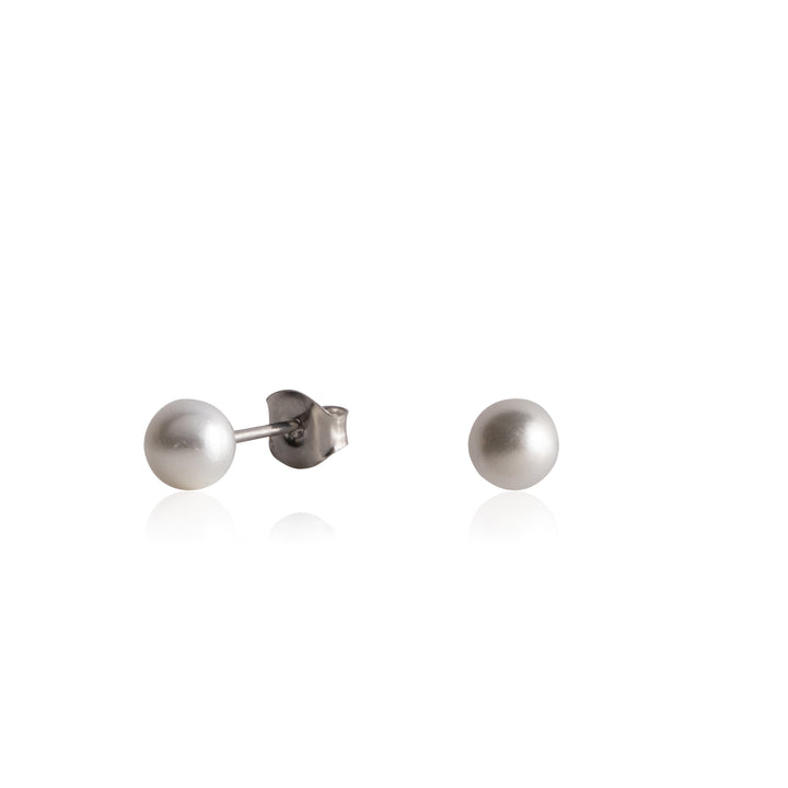 5mm Medium Faux Pearl Earrings with Silver Posts