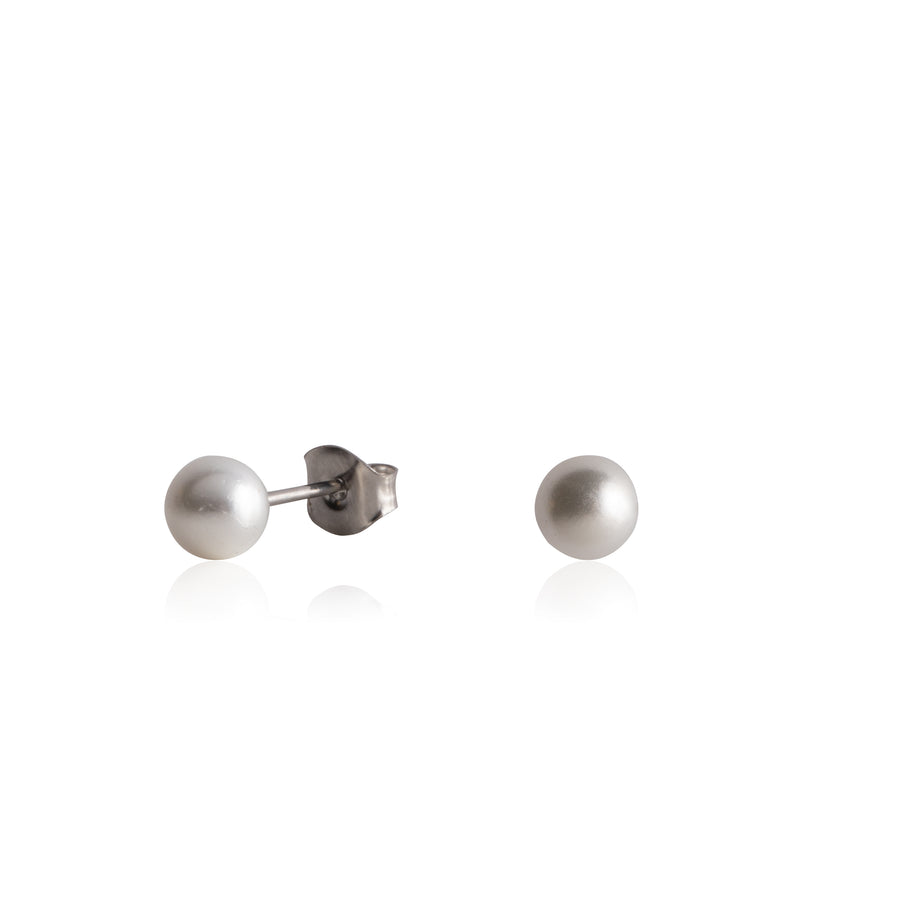 5mm Medium Faux Pearl Earrings with Silver Posts