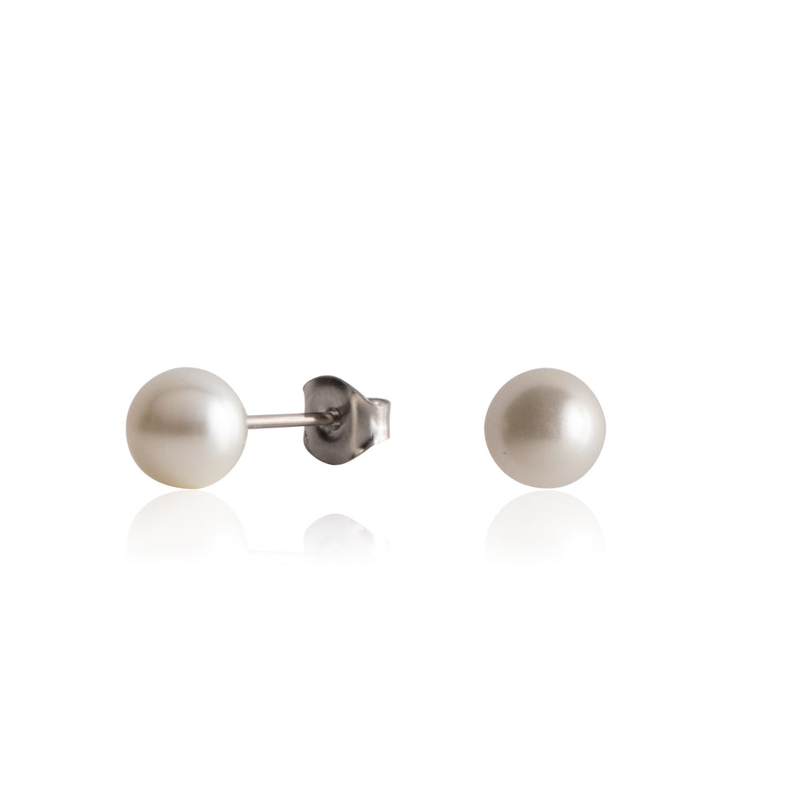 Wholesale | 6mm Round Faux Pearl Earrings with Silver Posts