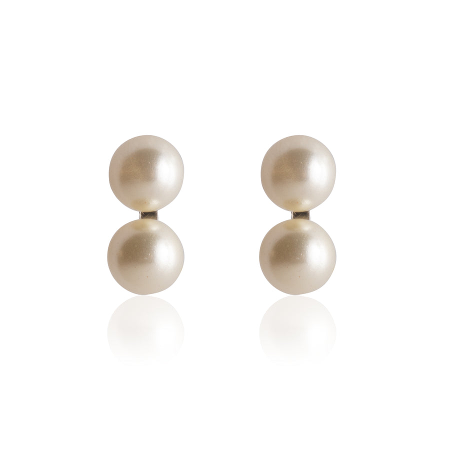 6mm Large Double Faux Pearl Earrings with Gold Posts