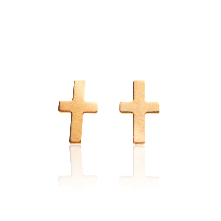 Gold Cross Stud Earrings