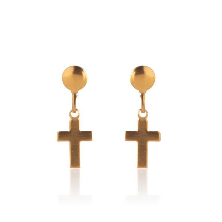 Gold Cross Drop Earrings