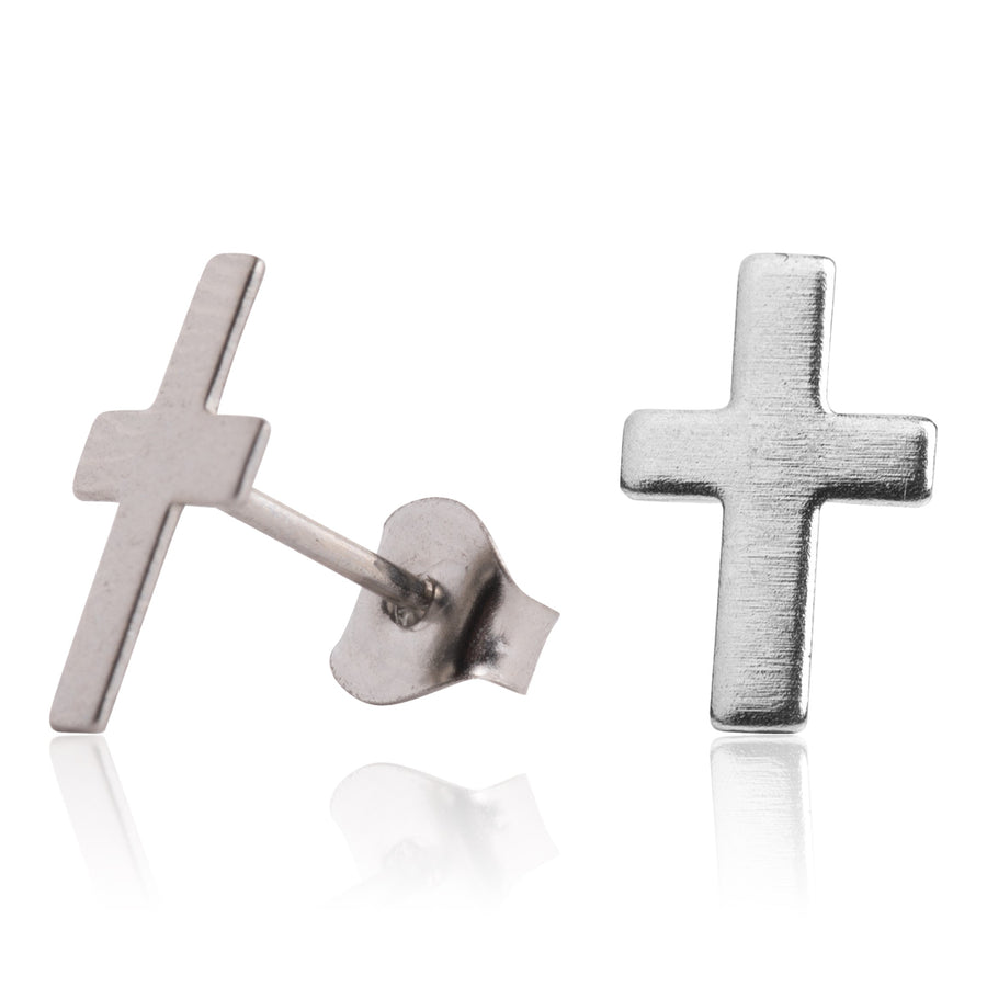 Silver Cross Stud Earrings