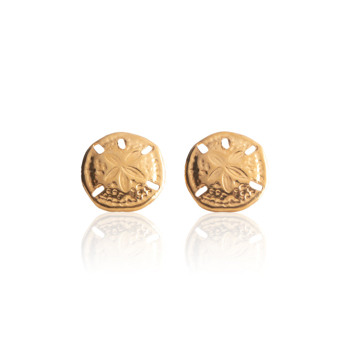 Gold Sand Dollar Stud Earrings