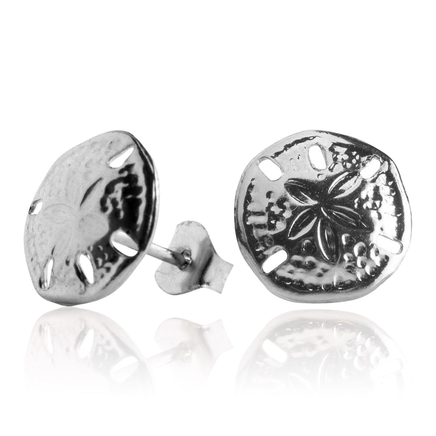 Silver Sand Dollar Stud Earrings