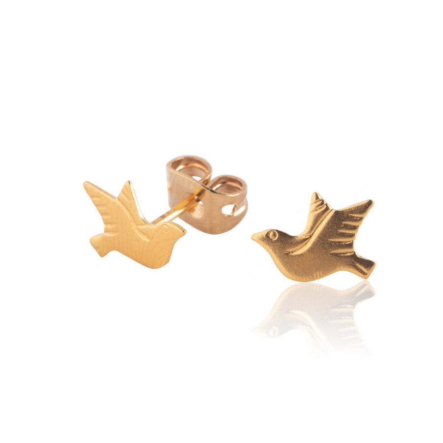 Gold Dove Stud Earrings