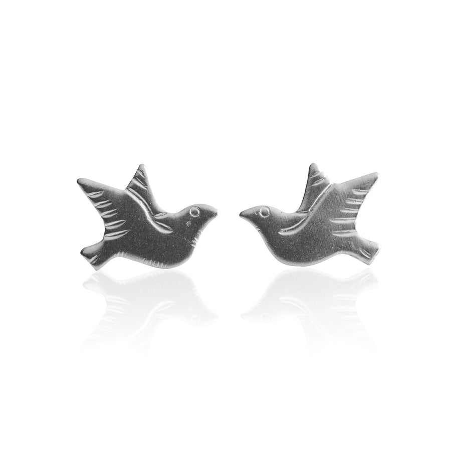 Silver Dove Stud Earrings