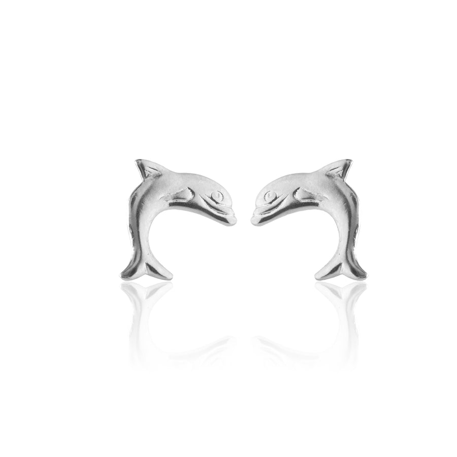 Silver Dolphin Stud Earrings