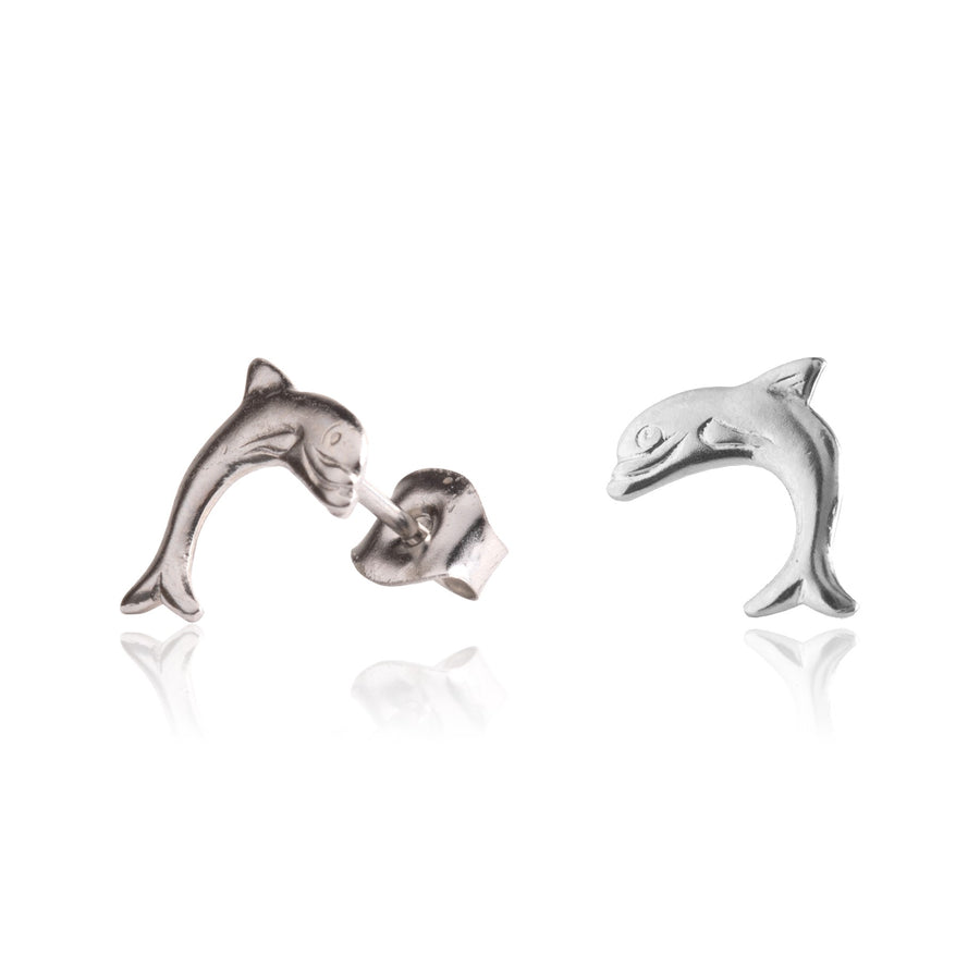 Silver Dolphin Stud Earrings
