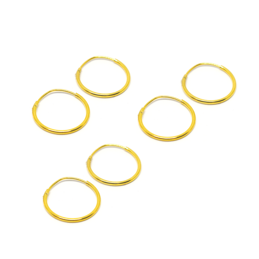 Gold 14mm Mini Huggie Hoops 3 Pairs