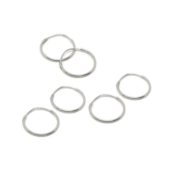 Silver 14mm Mini Huggie Hoops 3 Pairs